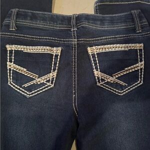 Faded Glory Dark Blue Jeans with Embroidered Pockets